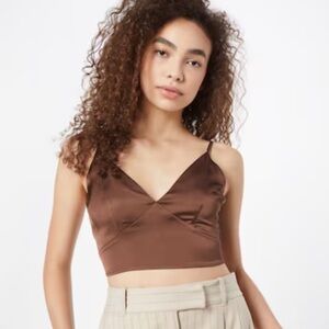 Abercrombie Brown Satin Crop Top Chocolate US size small